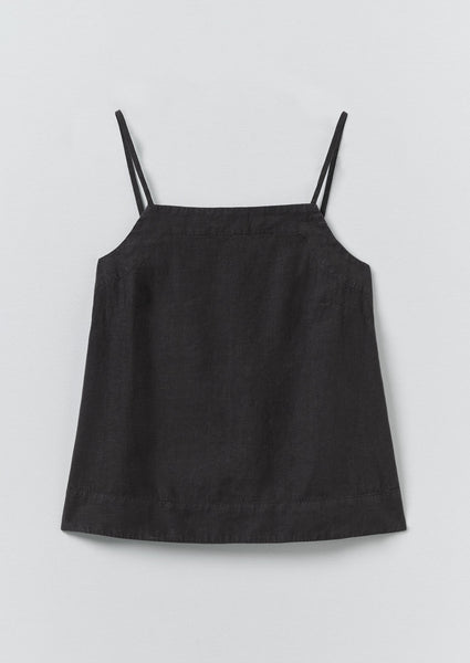 Square Neck Garment Dyed Linen Tank | Black Pepper | TOAST
