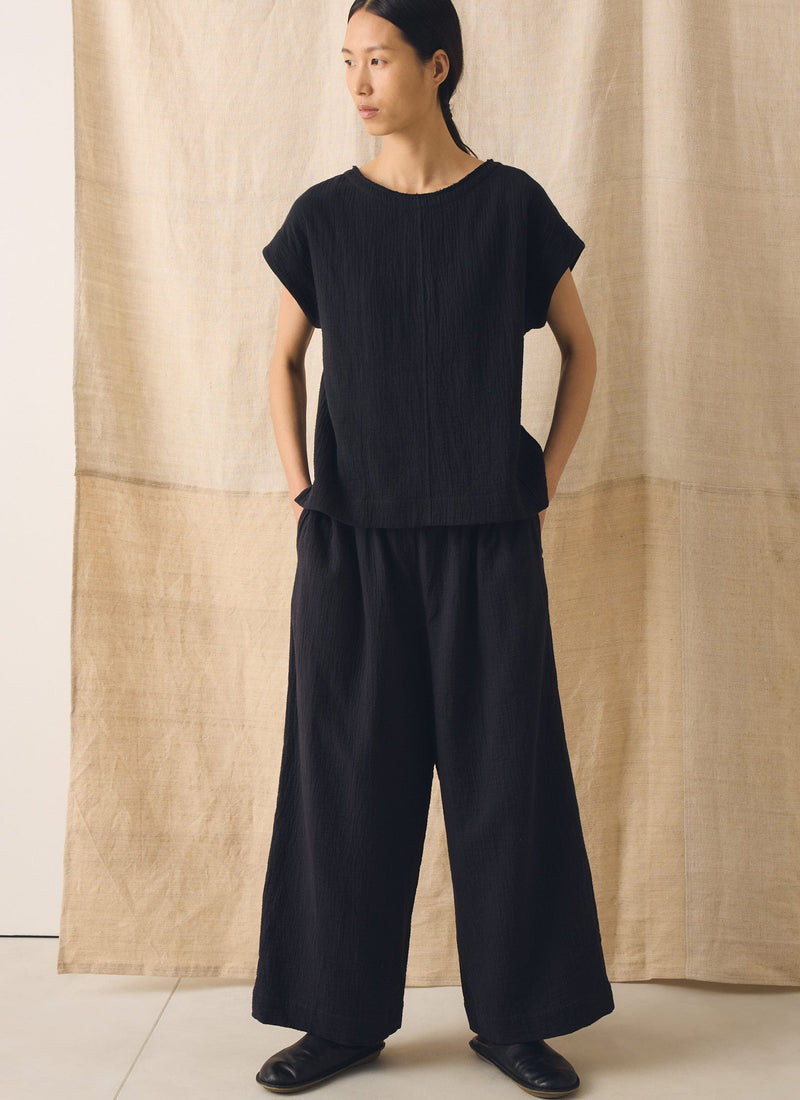 Crinkle Cotton Gauze Top | Blackberry