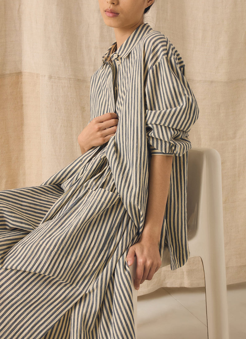 Tablier Stripe Easy Cotton Shirt | Workshop Blue