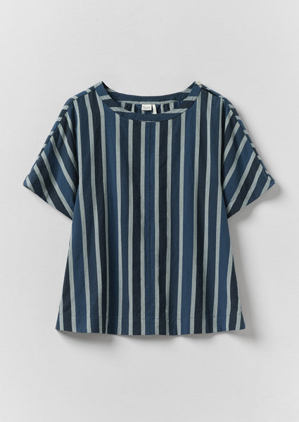 Stripe Cotton Smock Top | French Blue | TOAST