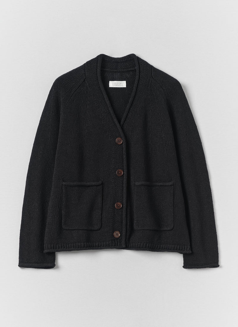 Cotton Linen V Neck Cardigan | Slate