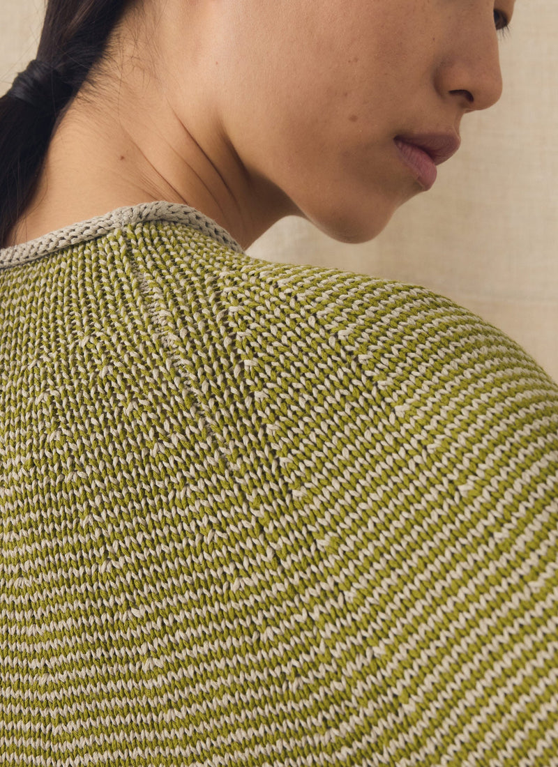 Stripe Linen Cotton Sweater | Olivine/Putty