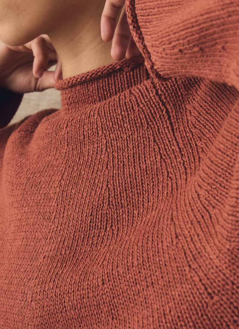 Cotton Linen Easy Sweater | Red Pitaya