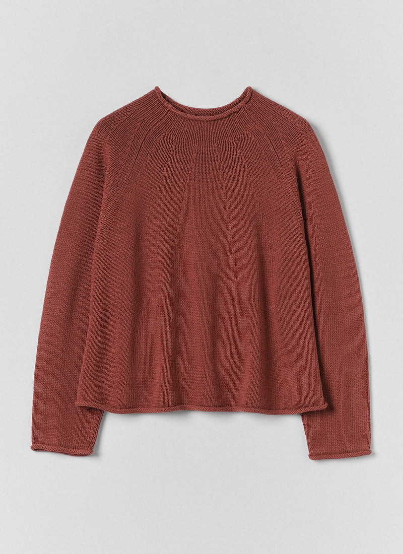 Cotton Linen Easy Sweater | Red Pitaya