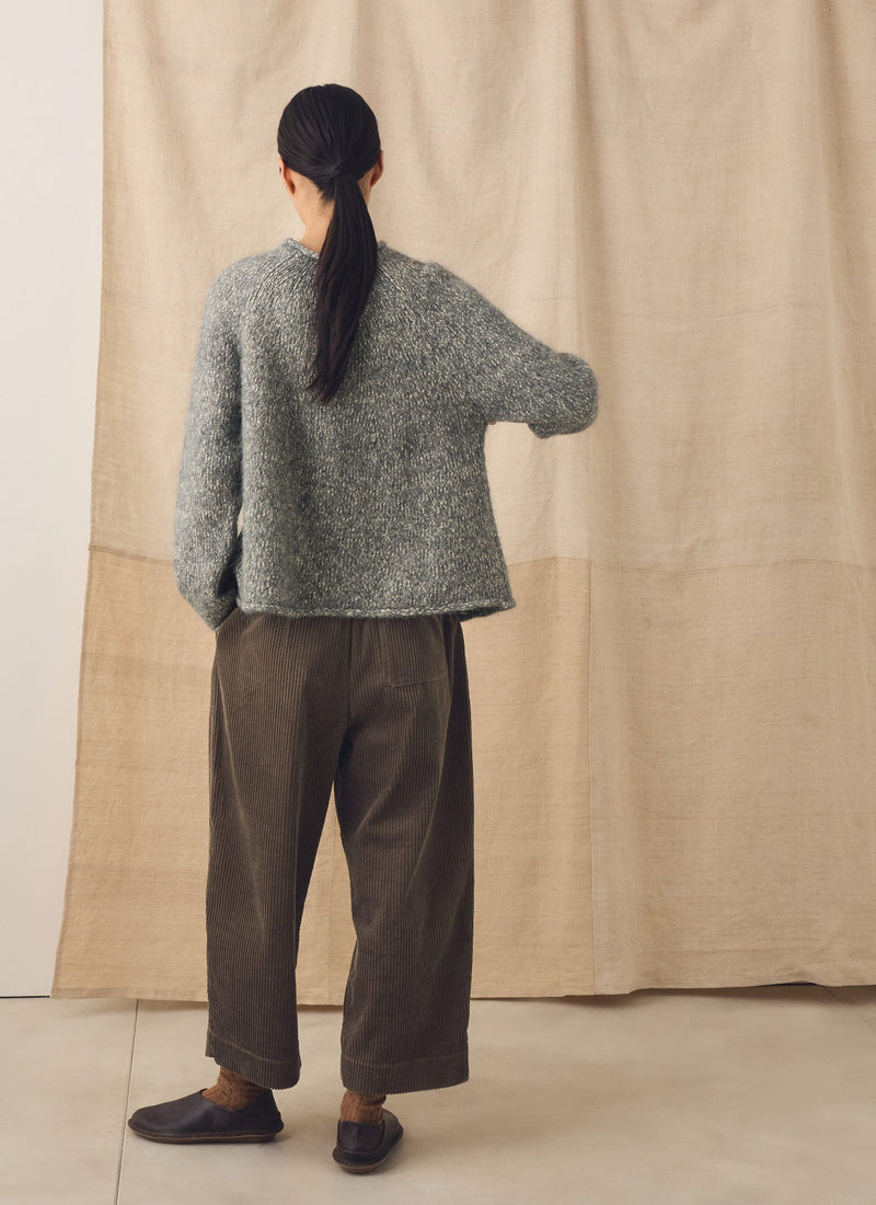 Textured Cotton Alpaca Sweater | Grey Melange