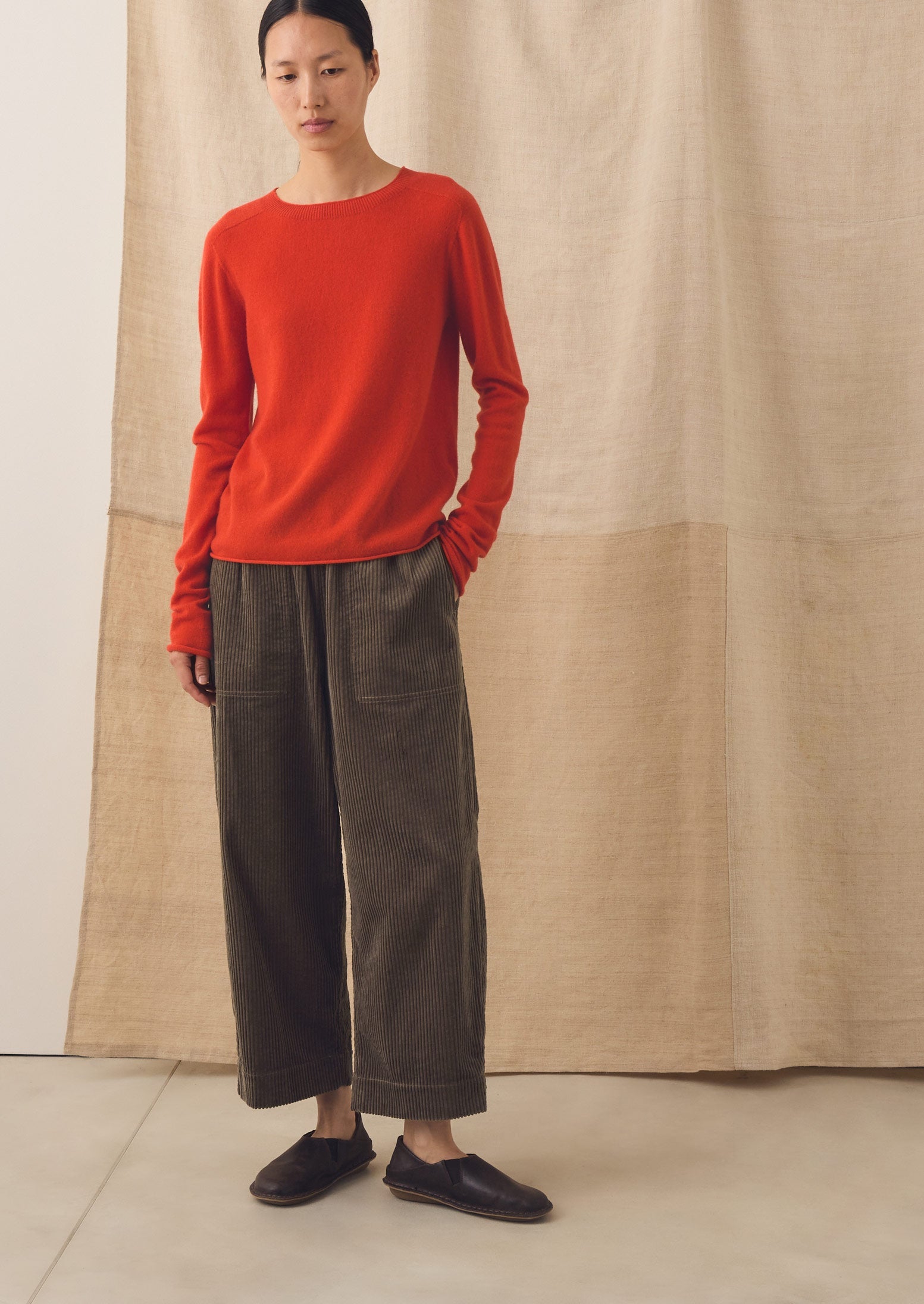Wool Cashmere Neat Sweater | Persimmon | TOAST