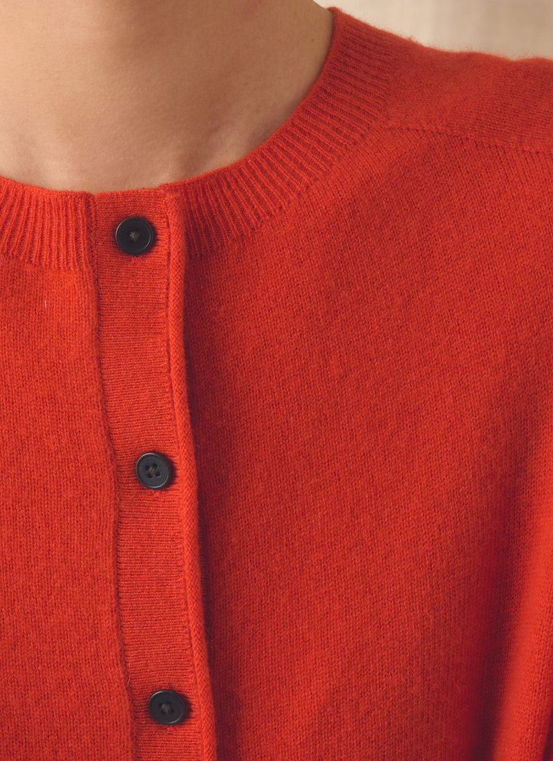 Wool Cashmere Neat Cardigan | Persimmon