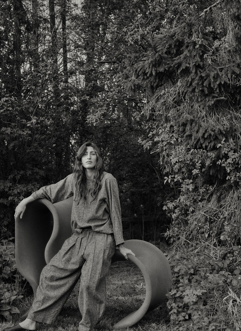 A Line Linen Cotton Top | Soft Charcoal