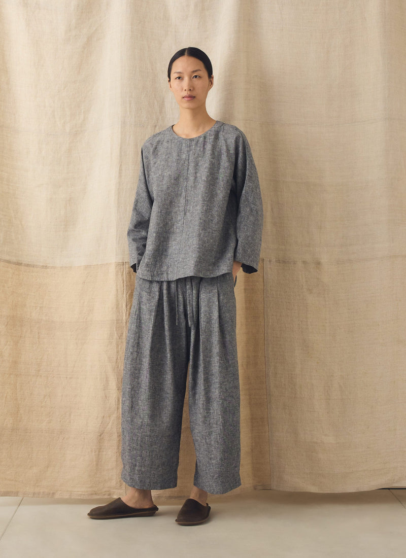 A Line Linen Cotton Top | Soft Charcoal