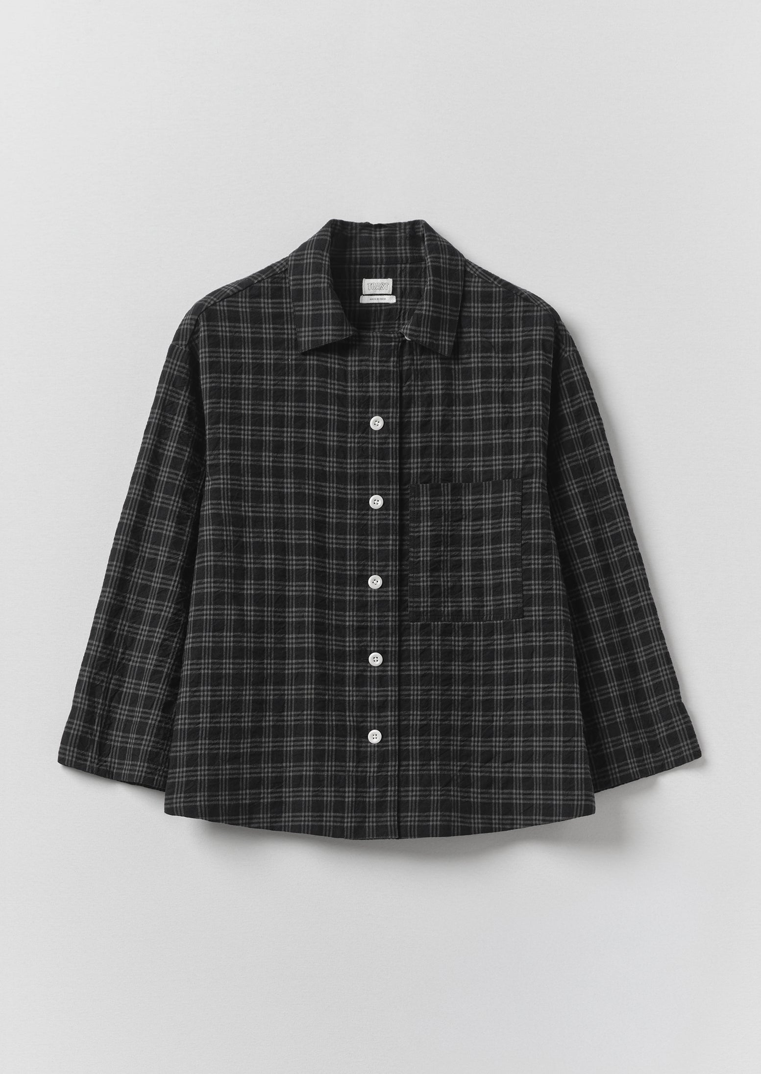 Check Cotton Wool Shirt | Dark Charcoal/Black | TOAST
