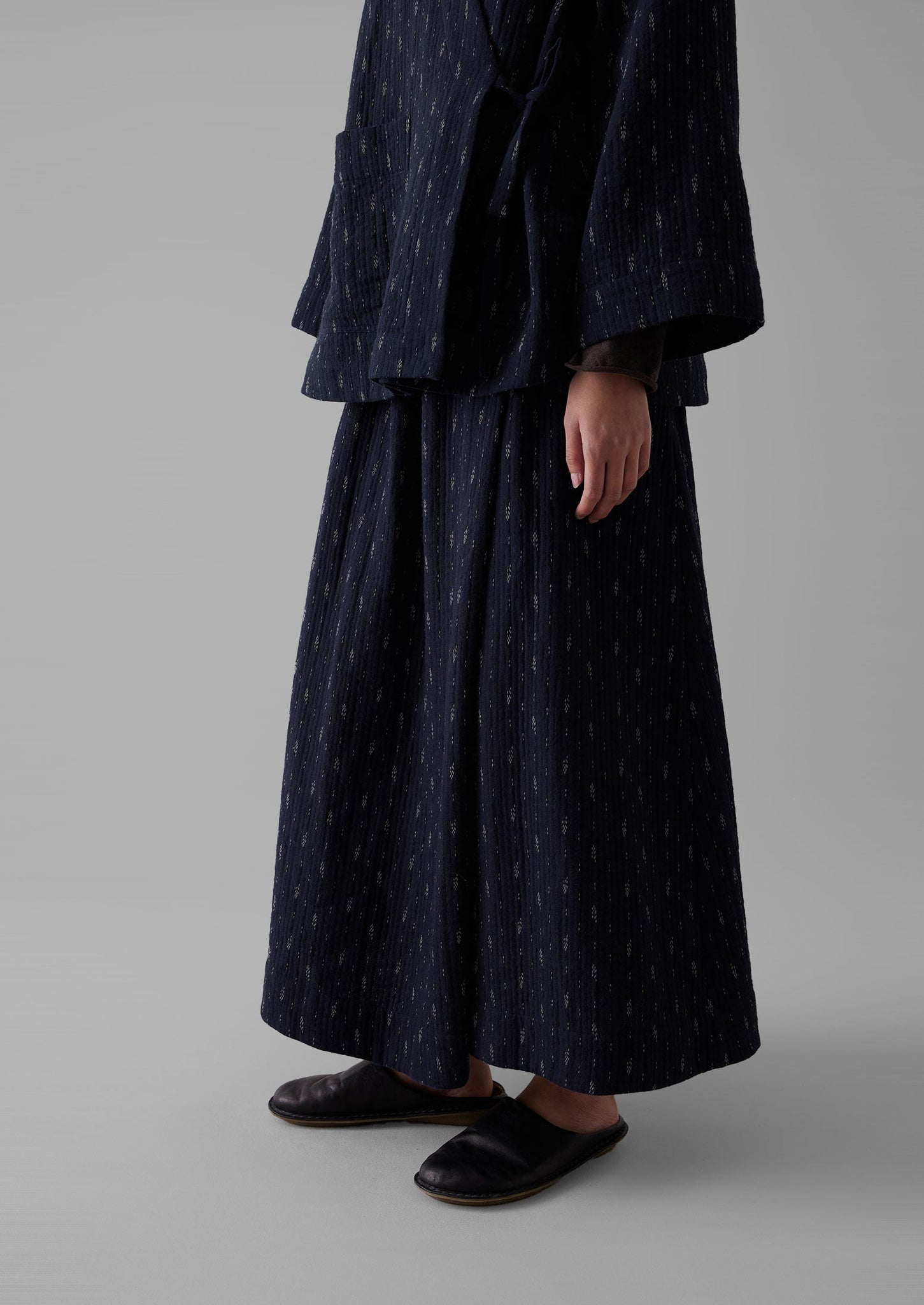 Dobby Stitch Cotton Skirt | Indigo/Blue