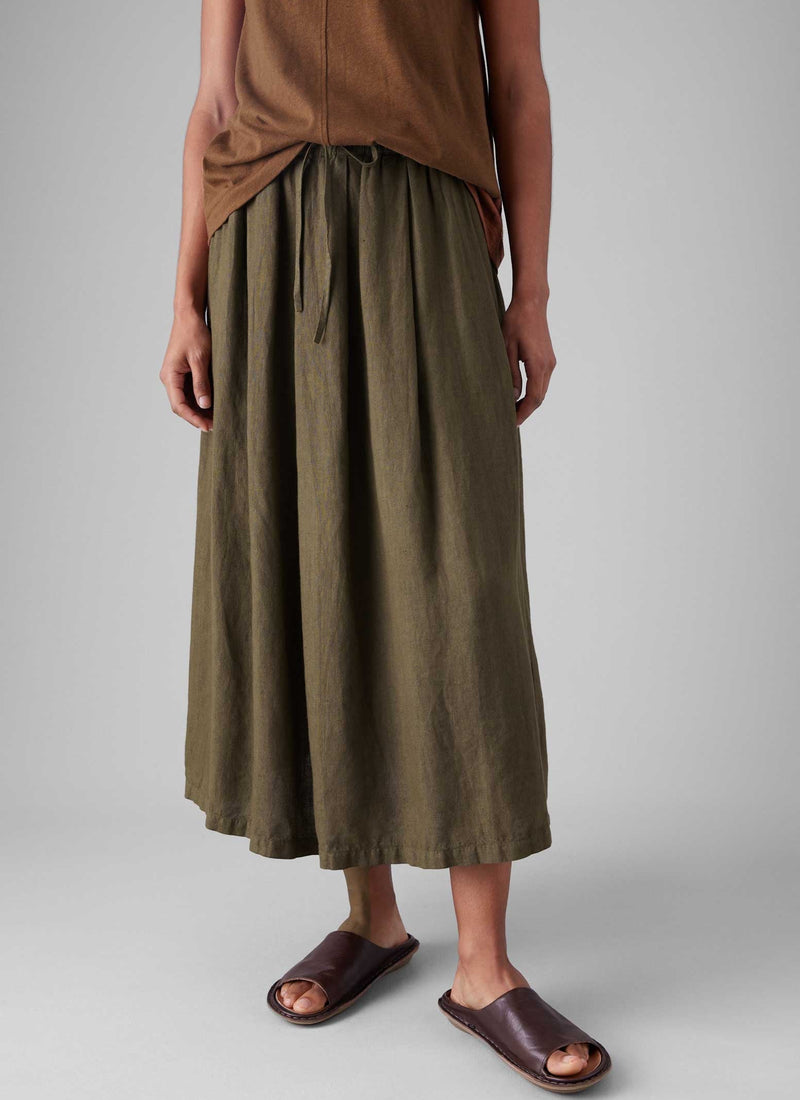 Garment Dyed Linen Skirt | Pear