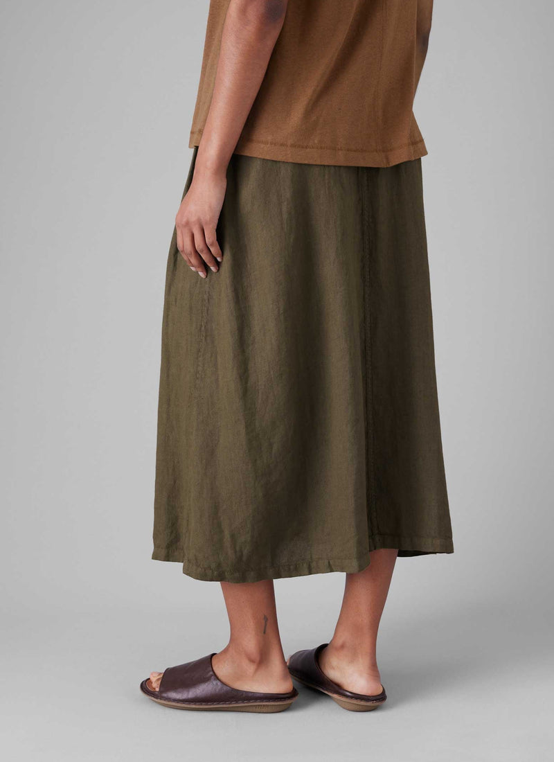Garment Dyed Linen Skirt | Pear