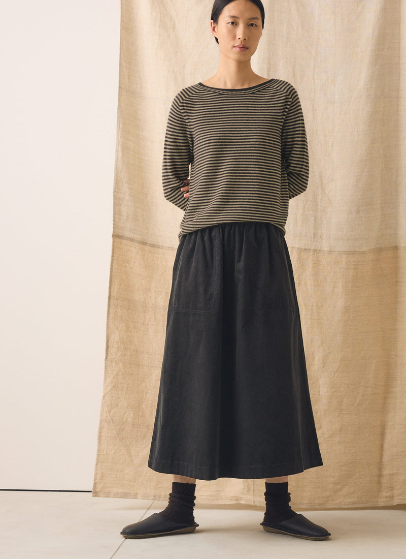 Pull On Organic Cord Skirt | Charcoal