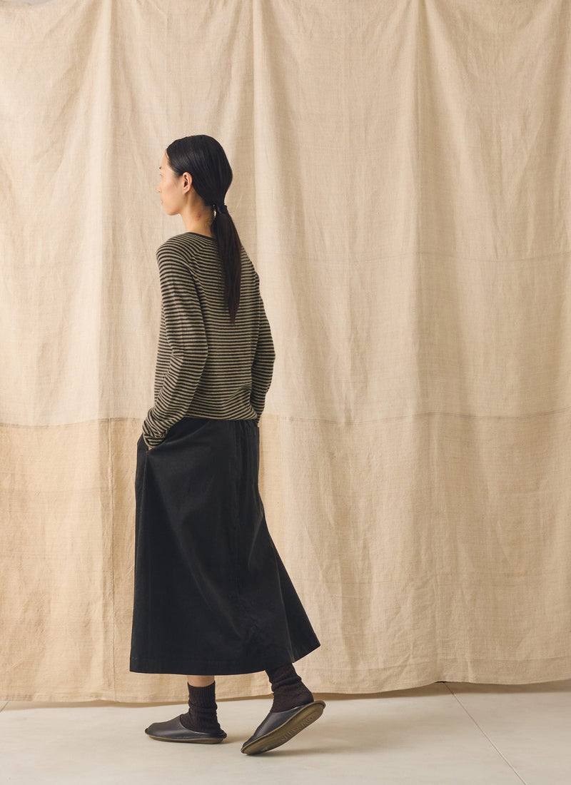 Pull On Organic Cord Skirt | Charcoal