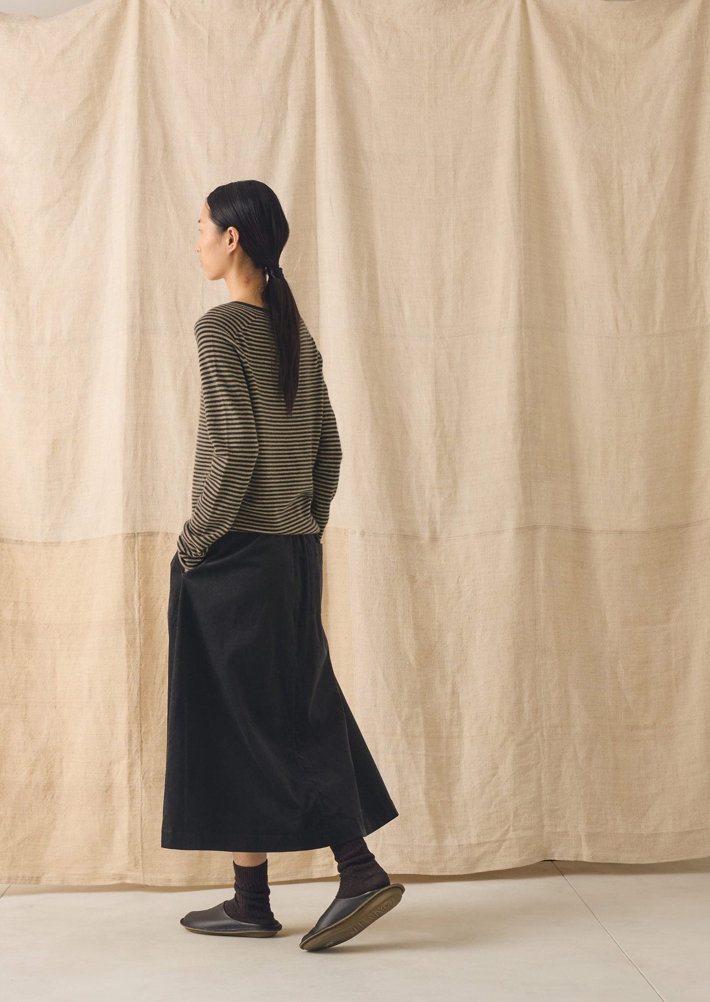Pull On Organic Cord Skirt | Charcoal