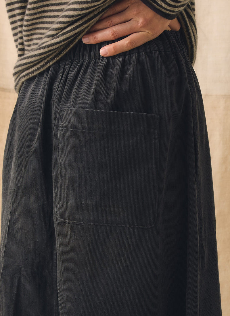 Pull On Organic Cord Skirt | Charcoal