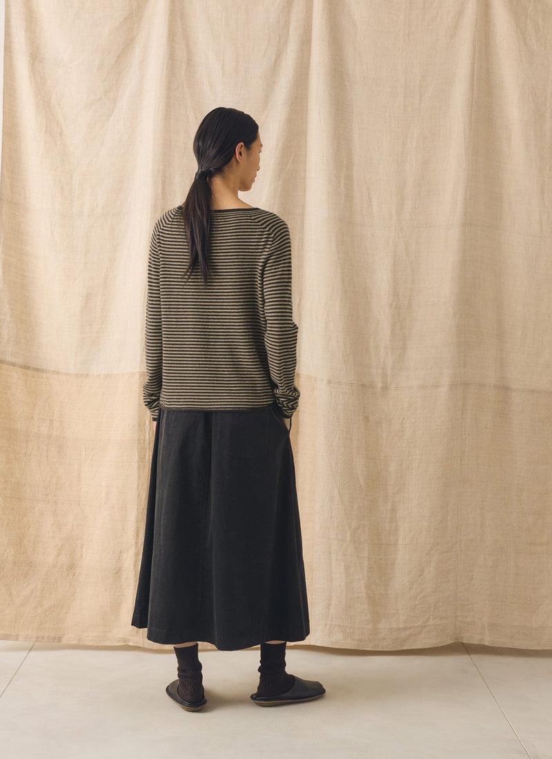 Pull On Organic Cord Skirt | Charcoal