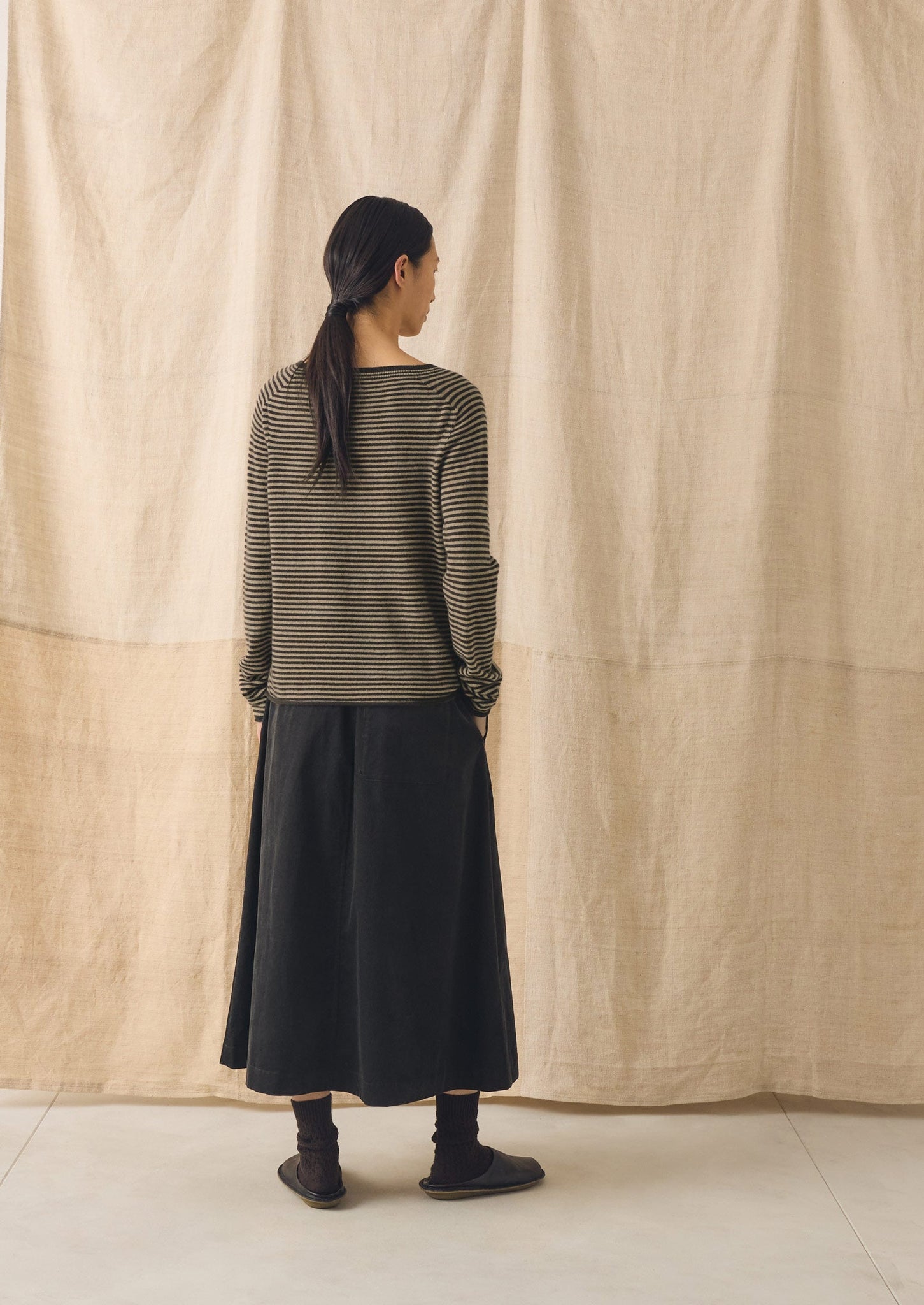 Pull On Organic Cord Skirt | Charcoal