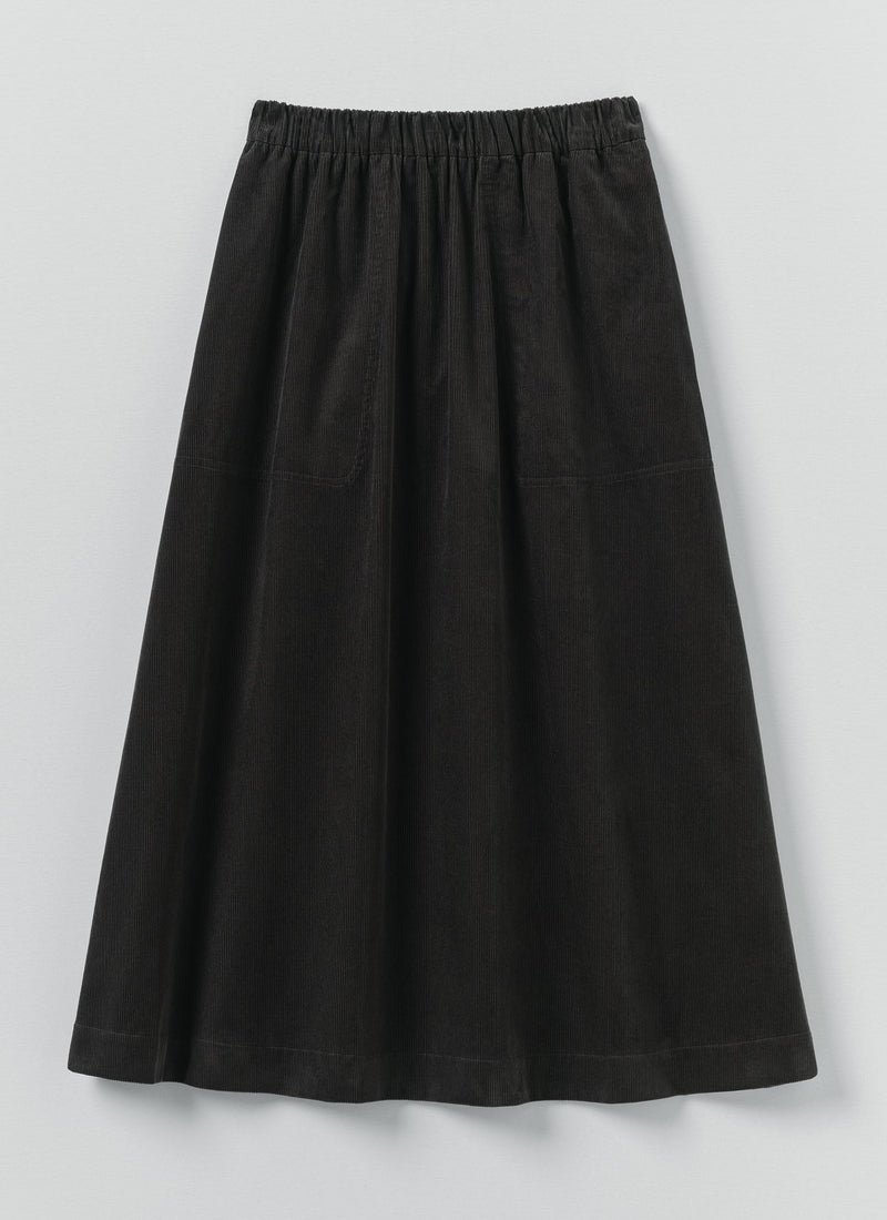 Pull On Organic Cord Skirt | Charcoal