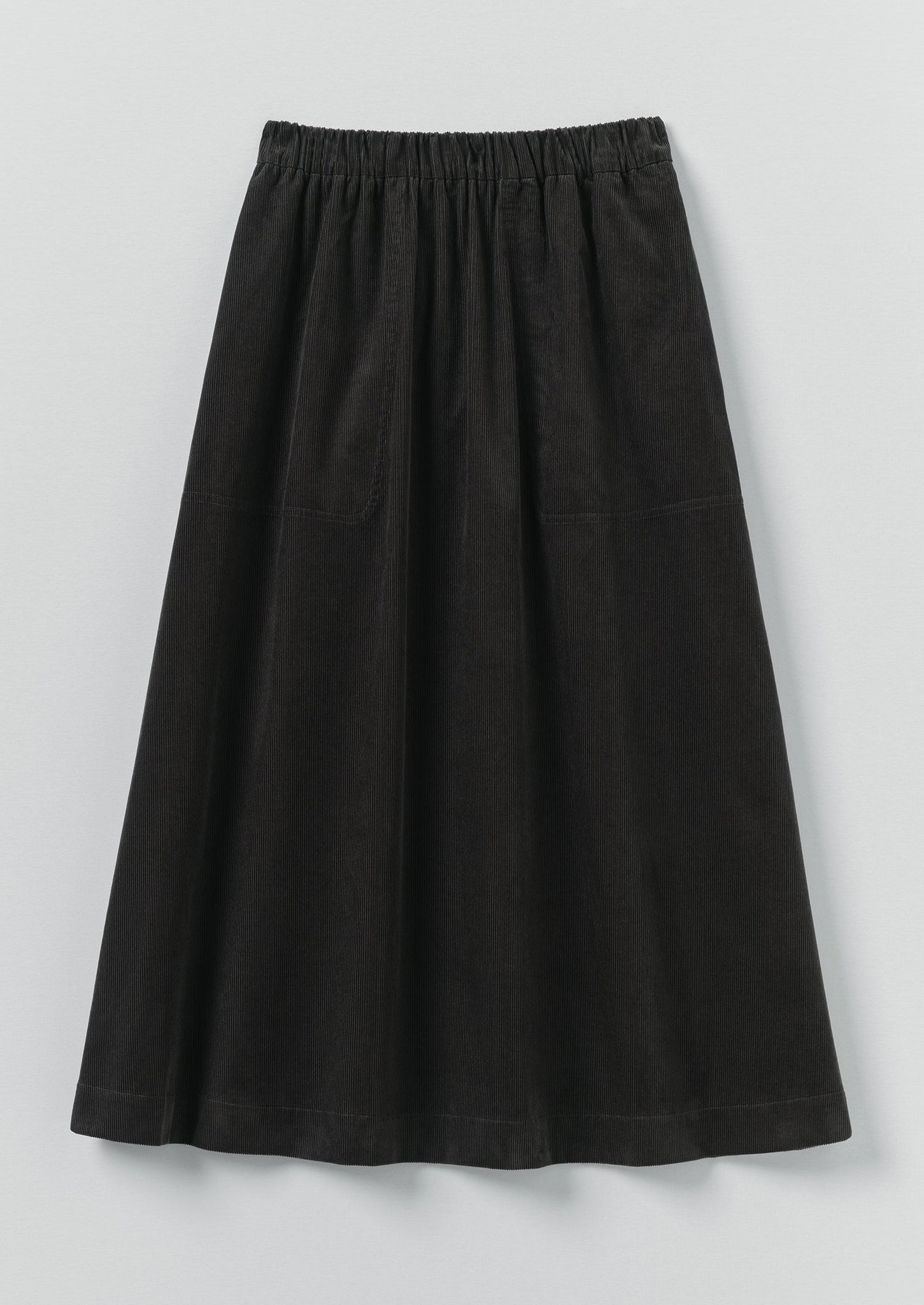 Pull On Organic Cord Skirt | Charcoal