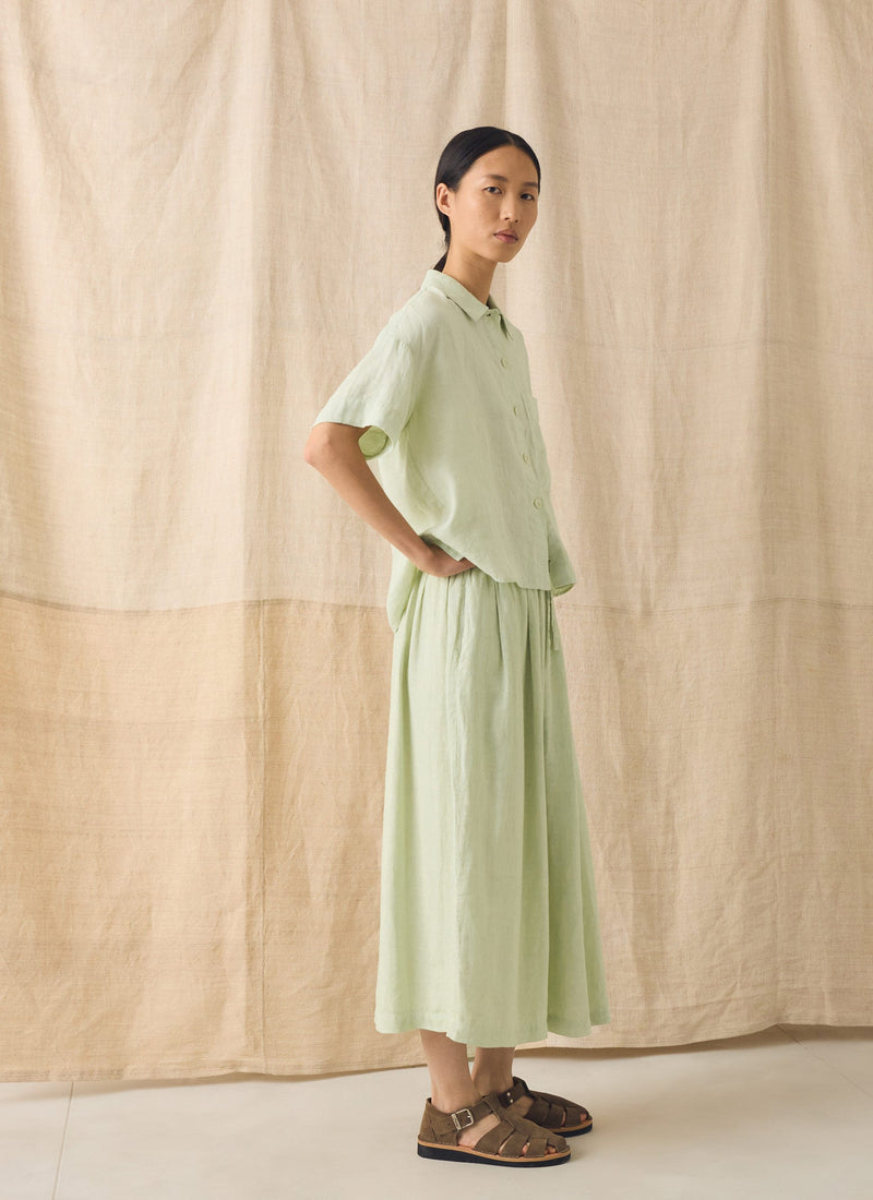 Garment Dyed Linen Skirt | Mint Tea