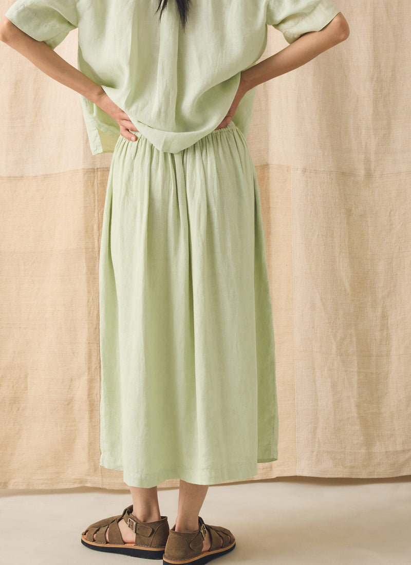 Garment Dyed Linen Skirt | Mint Tea