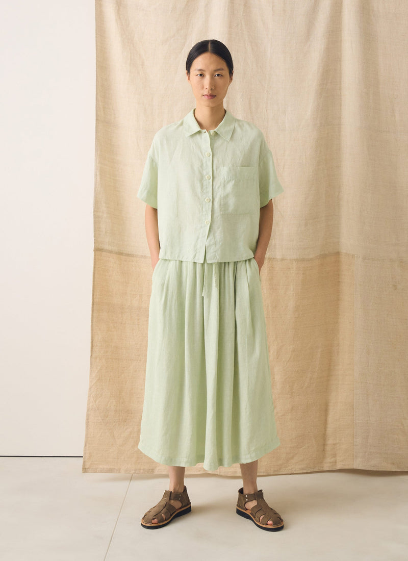 Garment Dyed Linen Skirt | Mint Tea