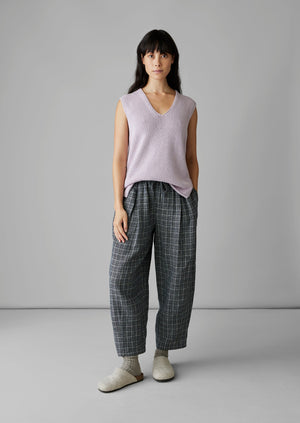 Minako Asawa Check Linen Pants | Charcoal | TOAST