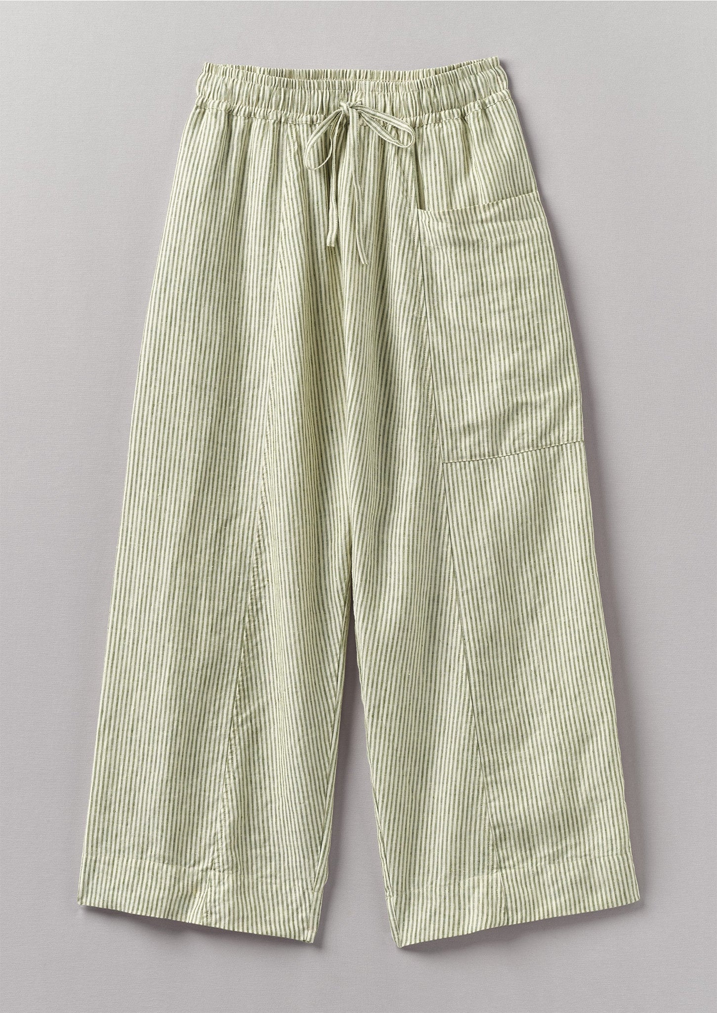 Linen Stripe Pull On Pants | Olive