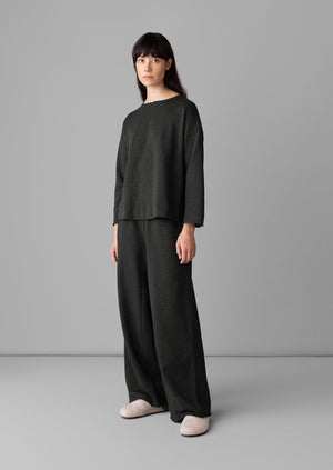 Loopback Jersey Wide Leg Pants | Charcoal