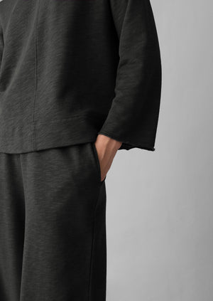 Loopback Jersey Wide Leg Pants | Charcoal