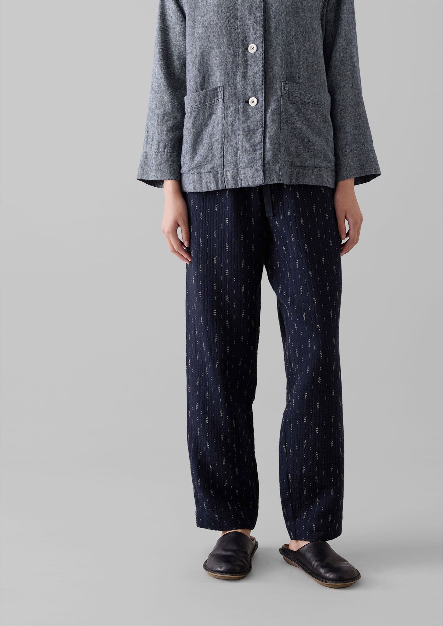 Dobby Stitch Cotton Lounge Pants | Indigo Blue