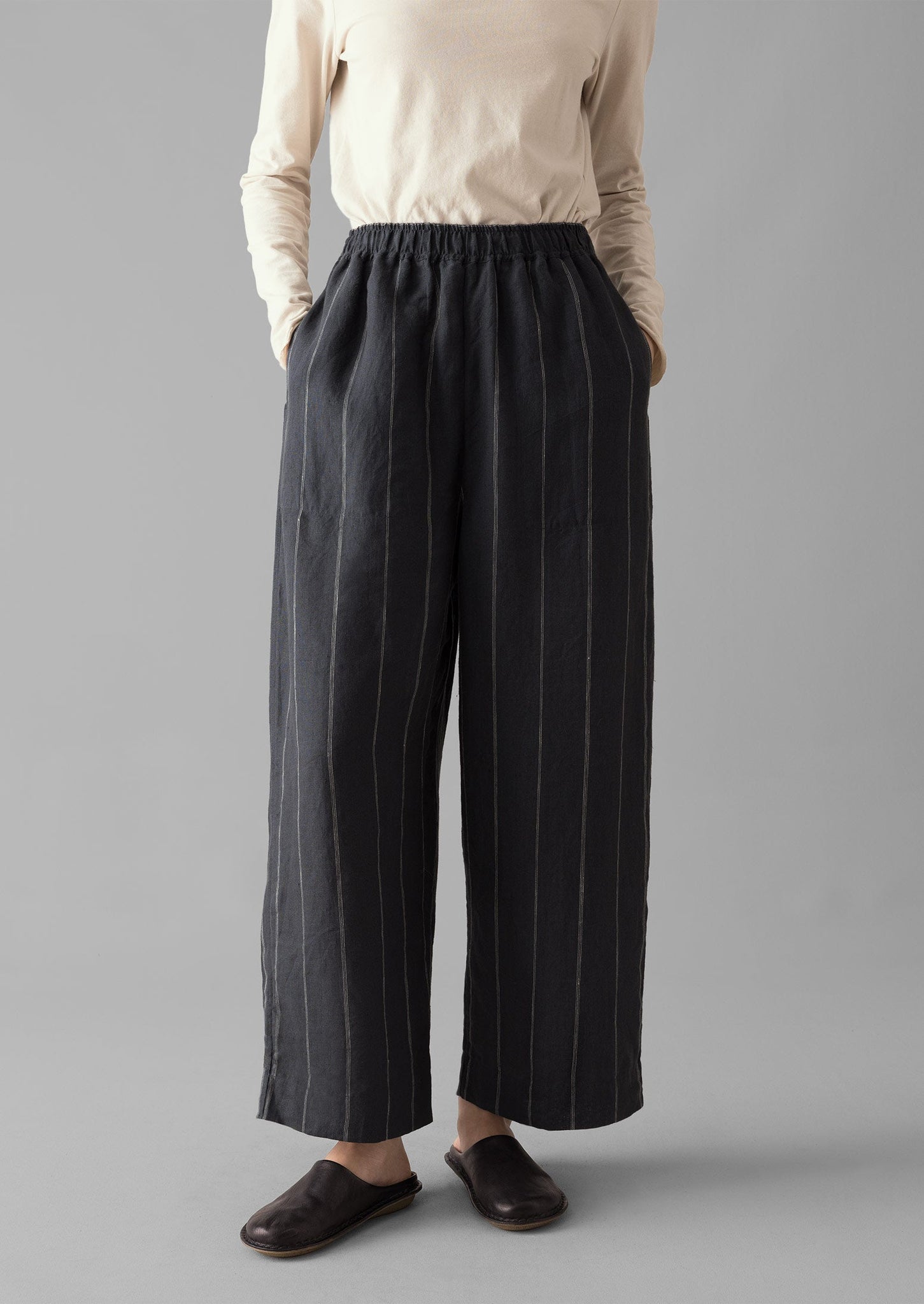 Stripe Linen Pants | Onyx