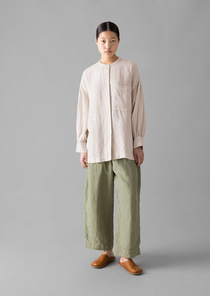 Garment Dyed Linen Barrel Leg Pants | Salvia