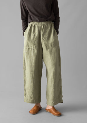 Garment Dyed Linen Barrel Leg Pants | Salvia