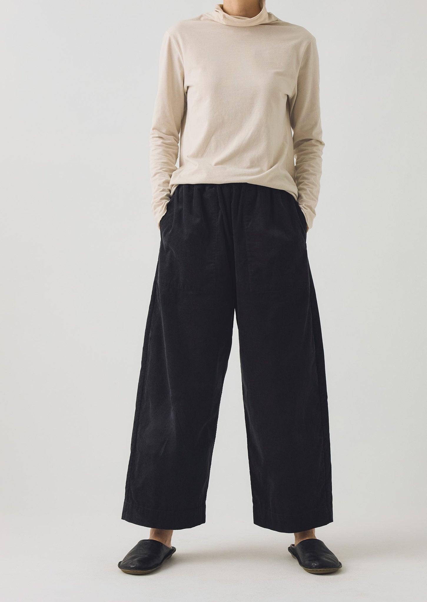 Organic Cord Barrel Leg Pants | Charcoal