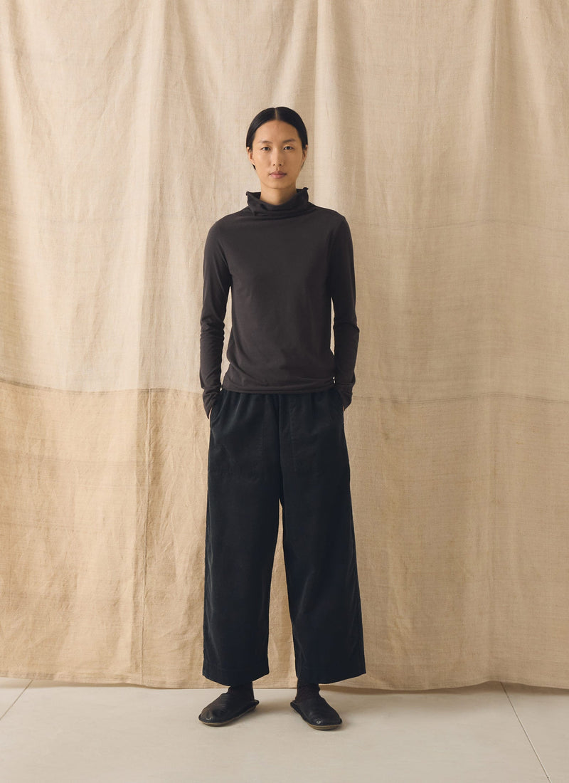 Organic Cord Barrel Leg Pants | Charcoal