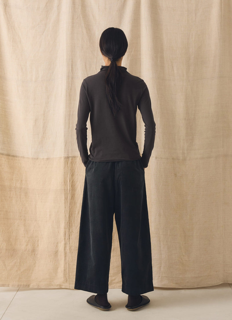Organic Cord Barrel Leg Pants | Charcoal