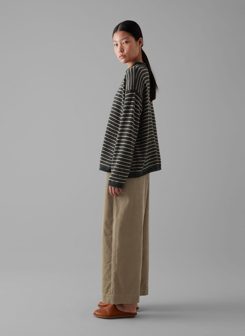 Organic Cord Barrel Leg Pants | Green Stone