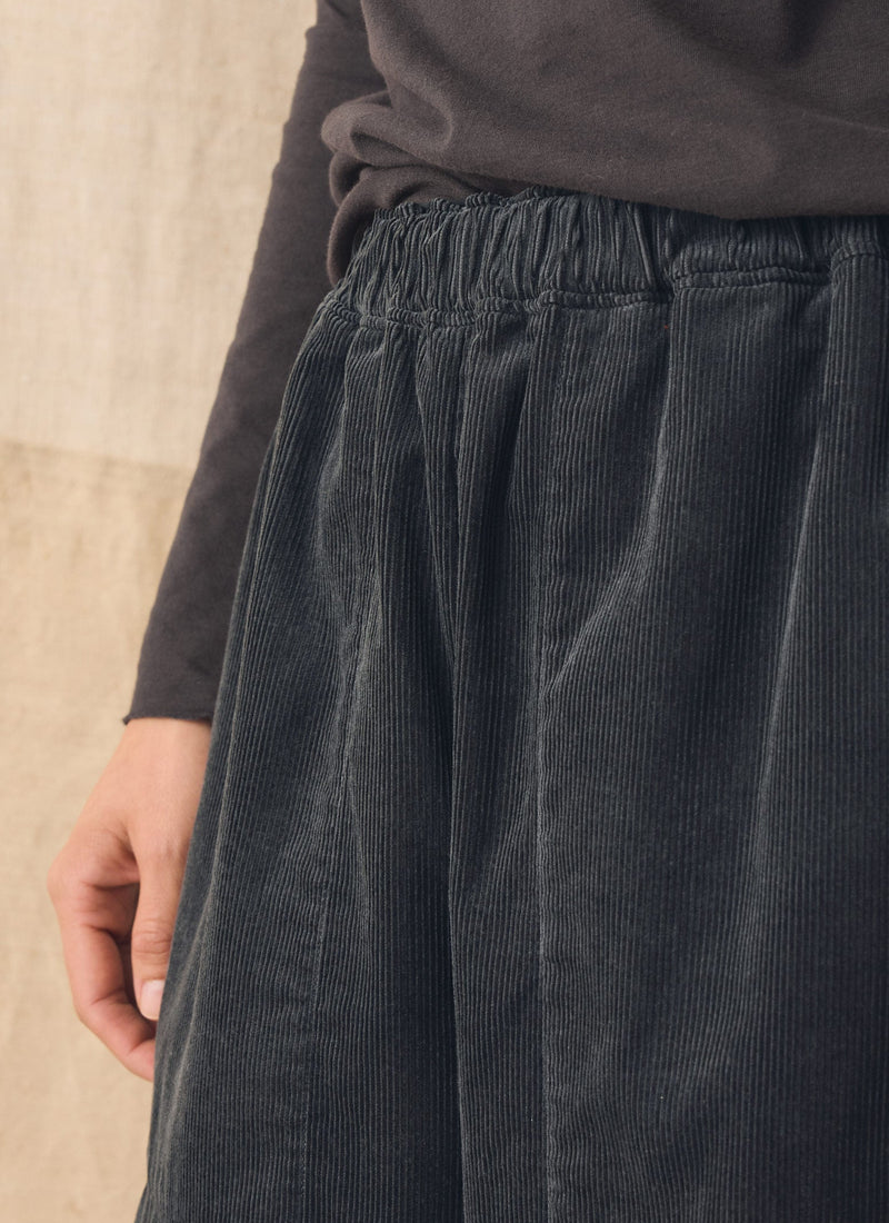 Organic Cord Barrel Leg Pants | Charcoal