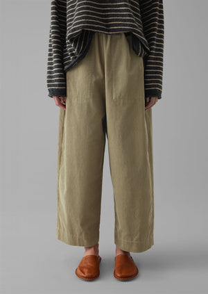 Organic Cord Barrel Leg Pants | Green Stone