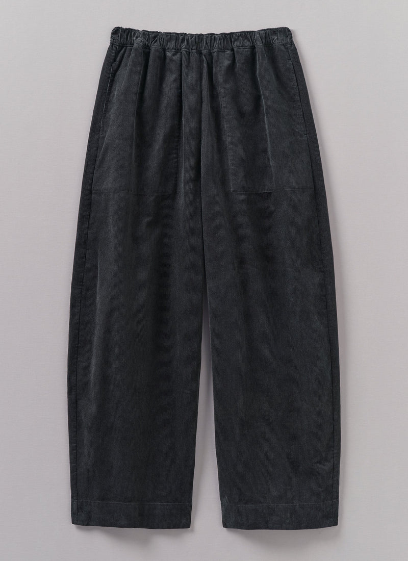 Organic Cord Barrel Leg Pants | Charcoal