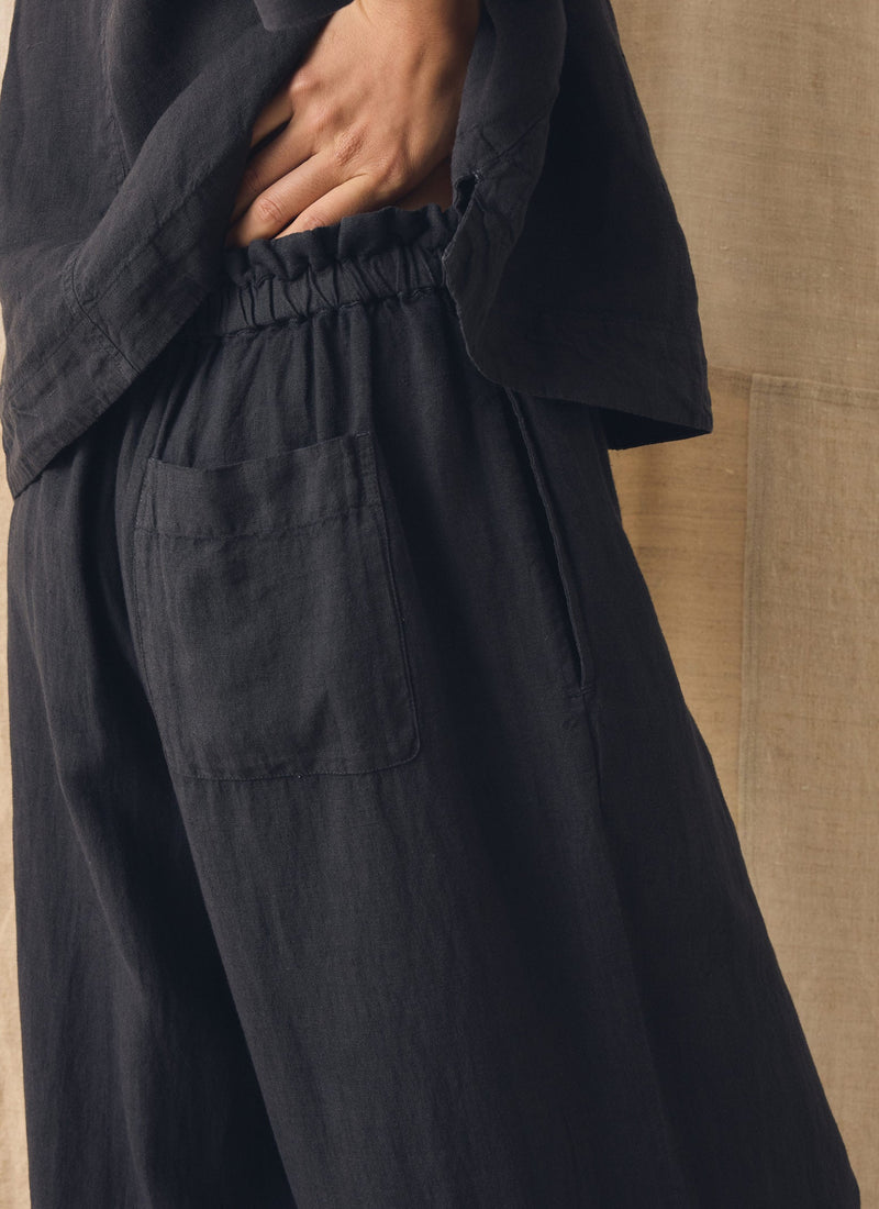 Garment Dyed Linen Wide Leg Pants | Black Pepper