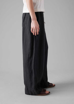 Garment Dyed Linen Wide Leg Pants | Black Pepper