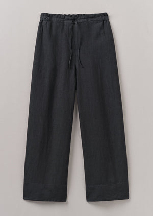 Garment Dyed Linen Wide Leg Pants | Black Pepper