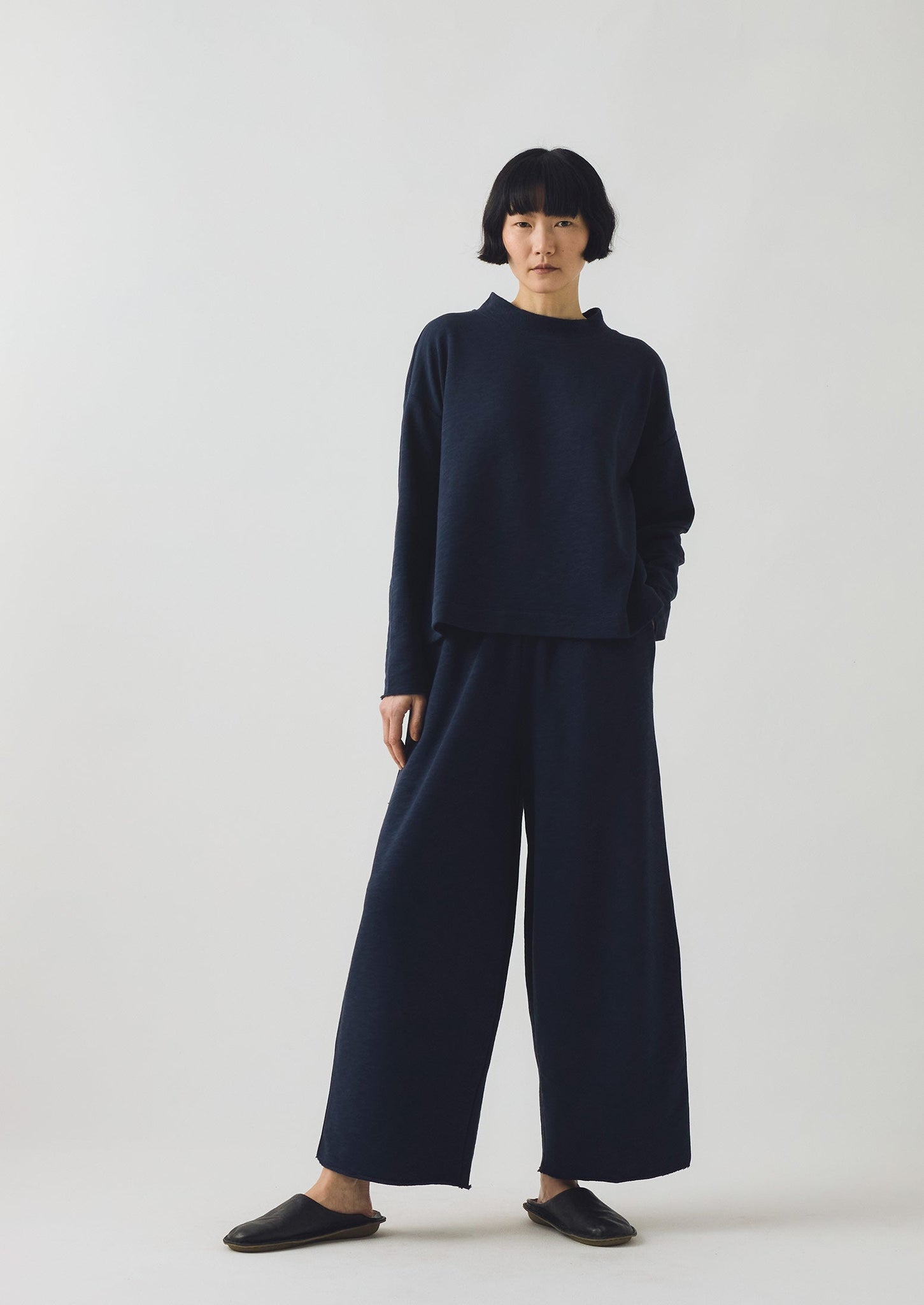 Full Length Loopback Jersey Pants | Midnight