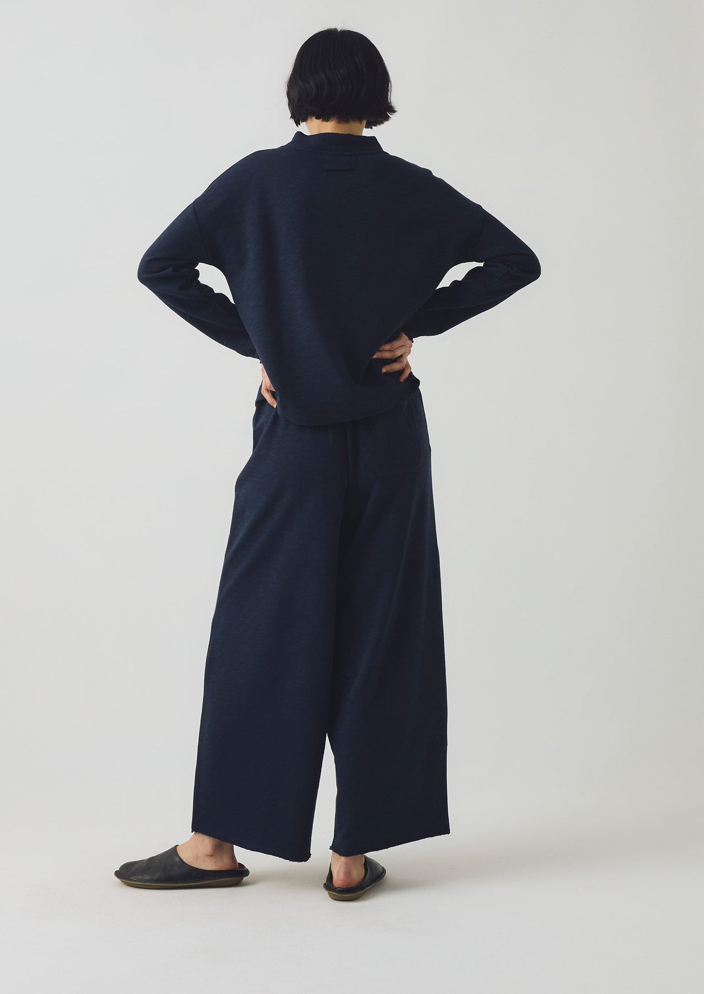 Full Length Loopback Jersey Pants | Midnight