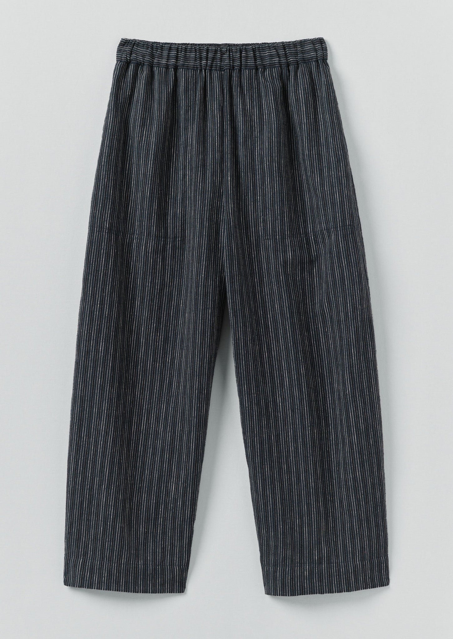 Stripe Linen Cotton Barrel Leg Pants | Shadow Blue/Black