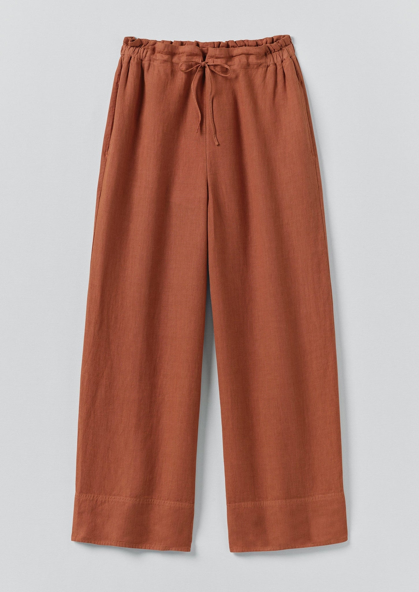 Garment Dyed Linen Wide Pants | Burnt Sienna